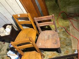 Group Lot 3 Oak Child's Chairs