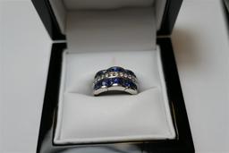 18k white gold Diamond and Sapphire ring