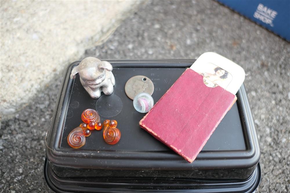 Old Coin, marble, buttons, racy mirror lot