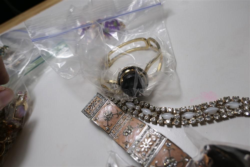 Lot of vintage costume jewelry, bracelets and more