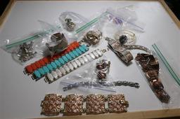 Lot of vintage costume jewelry, bracelets and more