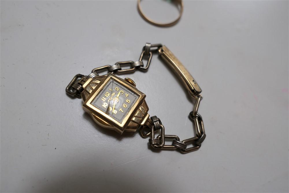 14k gold lady's watch, 2 early gold rings