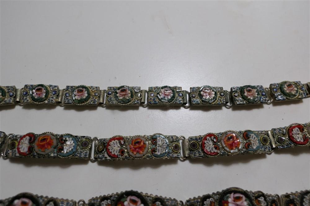 Three Antique Italian Mosaic Bracelets