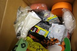 Box of assorted Halloween decorations