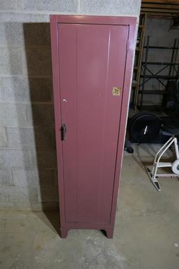Vintage red metal storage locker