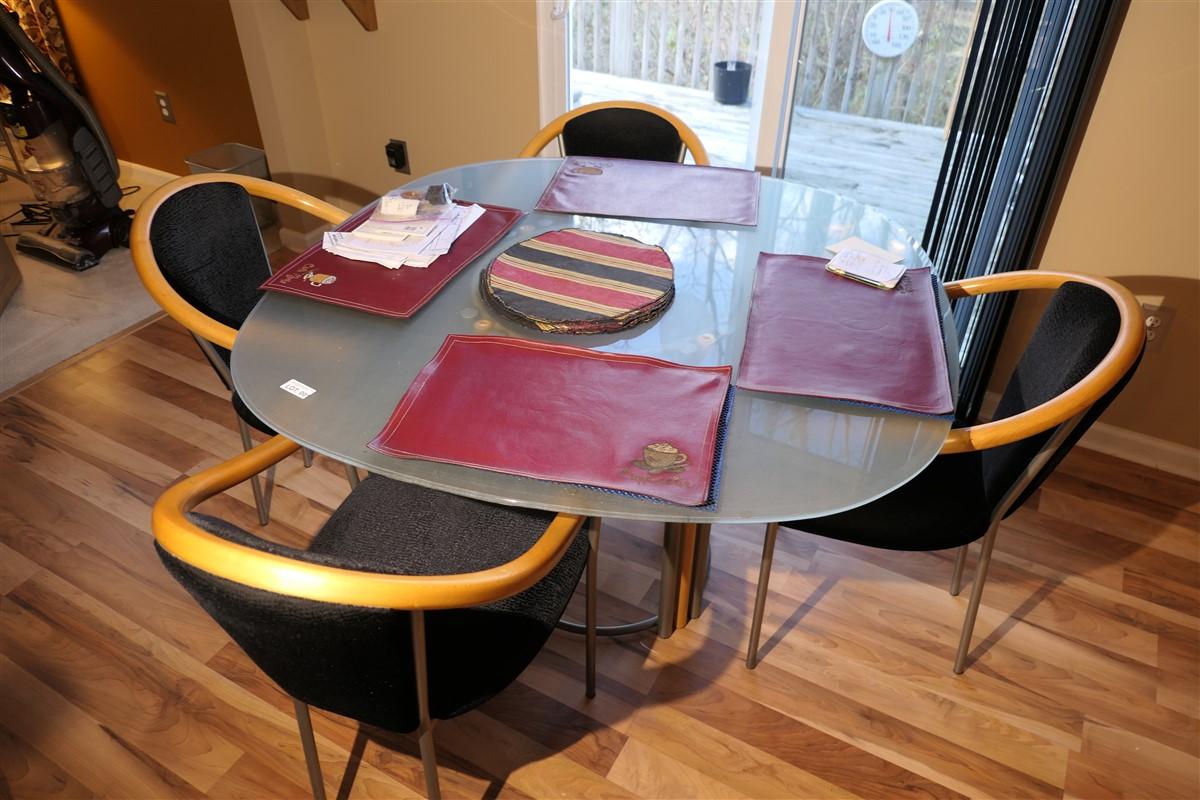 Glass topped table & 4 chairs set