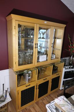 Vintage Modern Style Maple China Cabinet