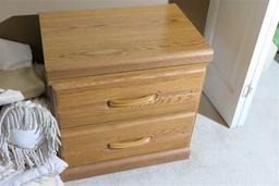 Vintage Oak Night Stand with Drawers