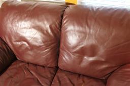 Faux maroon leather loveseat - nice