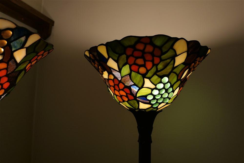 Pair of stained glass style floor lamps