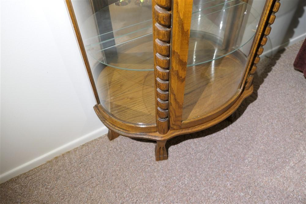 Vintage curved glass china or curio cabinet