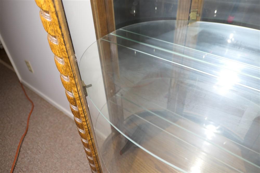 Vintage curved glass china or curio cabinet