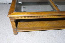 Vintage wooden and glass end table