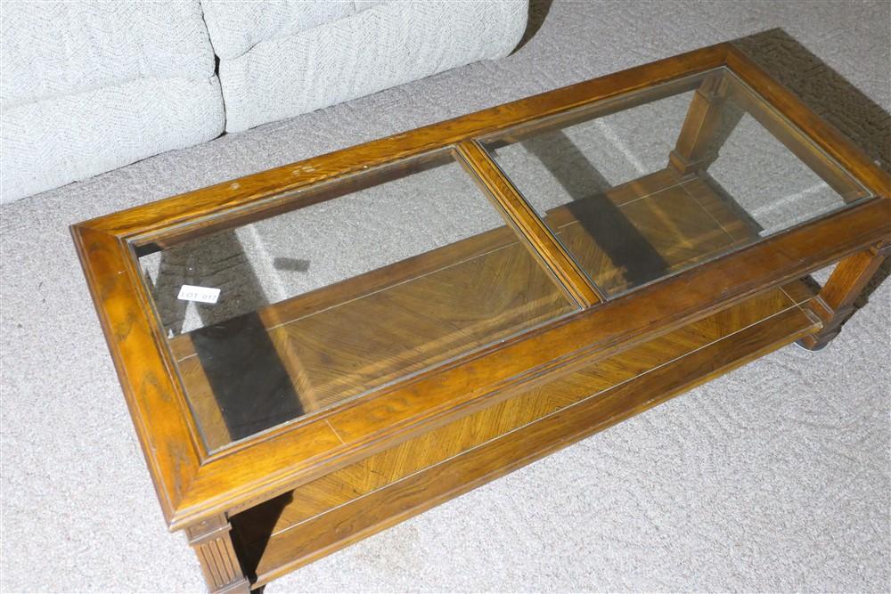 Vintage wooden and glass end table