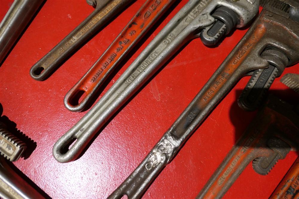 Group Lot nicer Vintage Ridgid Pipe Wrenches etc