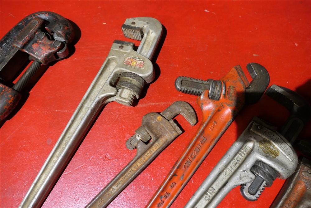 Group Lot nicer Vintage Ridgid Pipe Wrenches etc