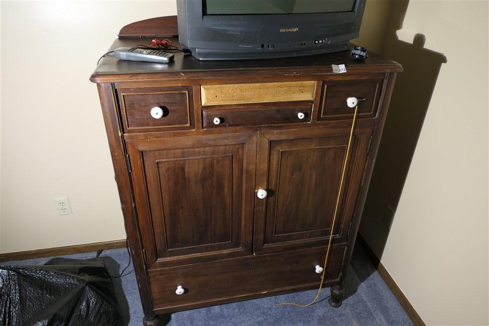 Antique Dresser and Television