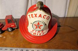 Buddy L toy Fire Truck + Texaco Fire Chief Helmet