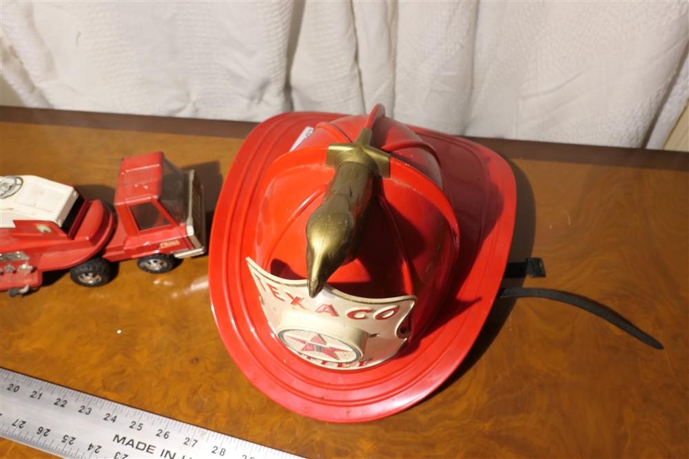 Buddy L toy Fire Truck + Texaco Fire Chief Helmet