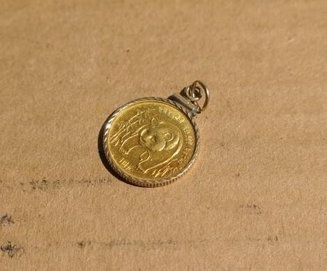 Gold Chinese Coin in Gold Bezel