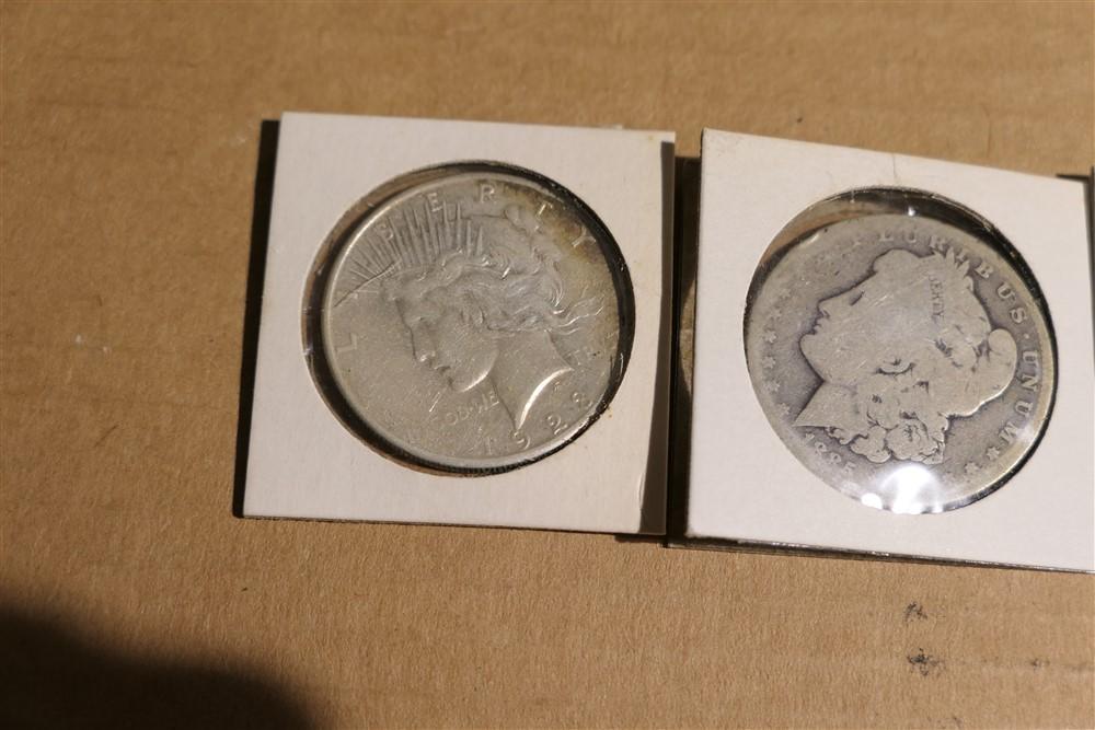 Group lot of 4 Silver Dollars - Morgan & Peace Coins