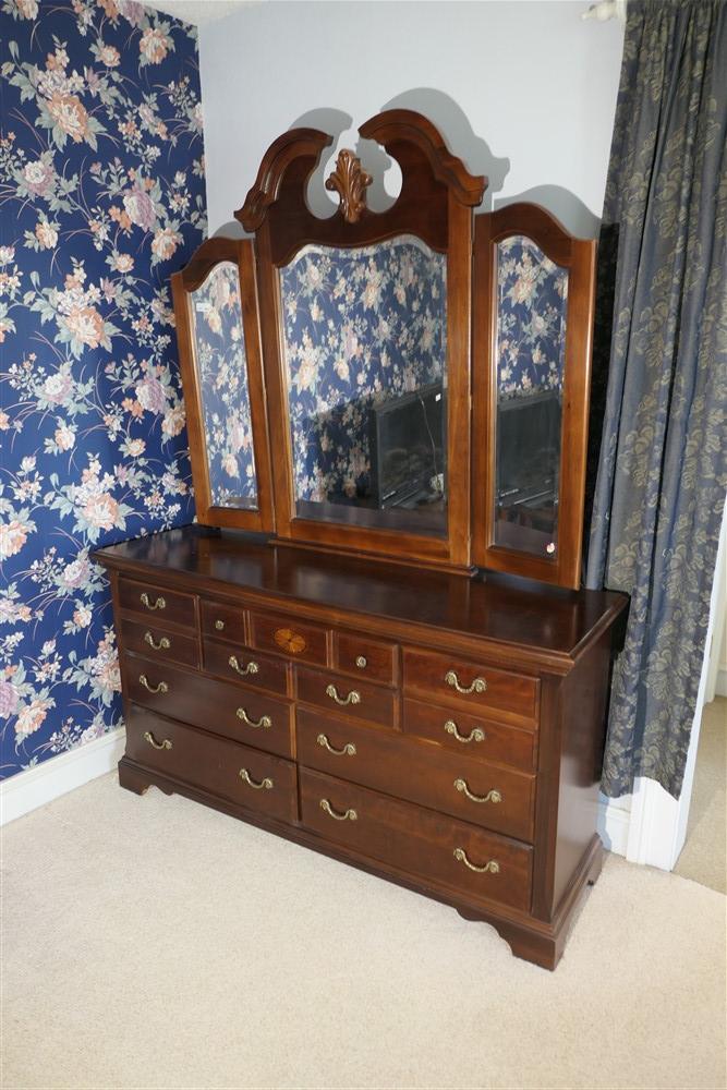 Vintage Cherry Dresser with mirror by Vaughan Bassett