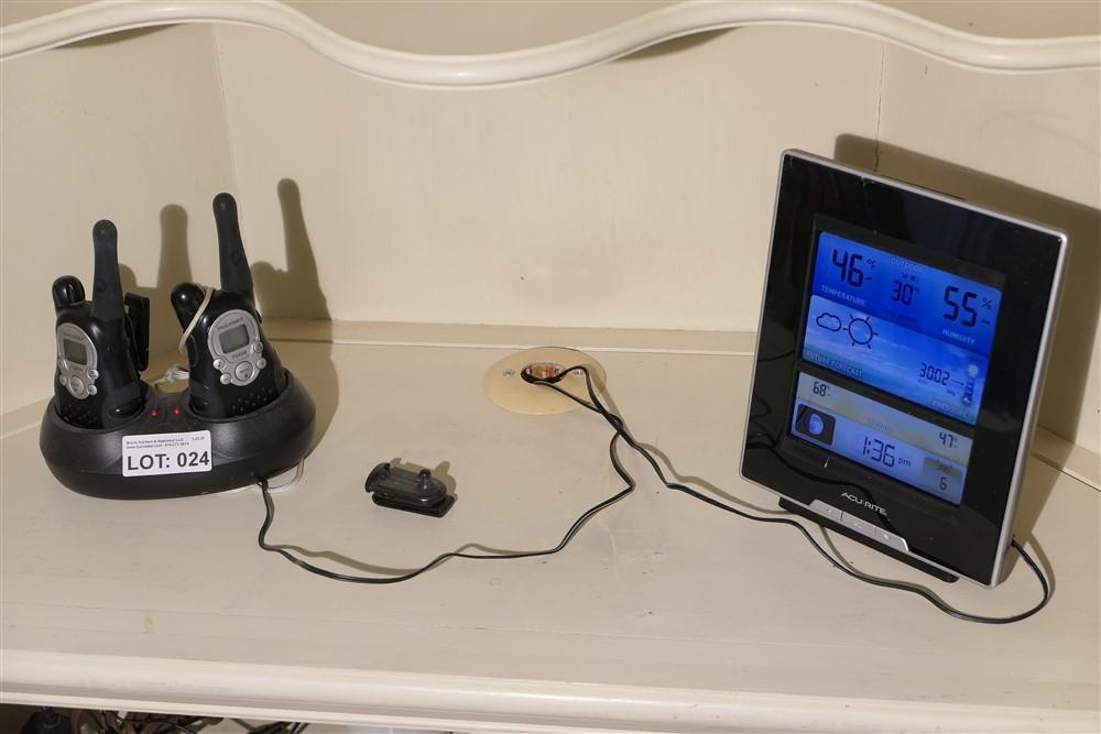 Pair of walkie talkies + weather station