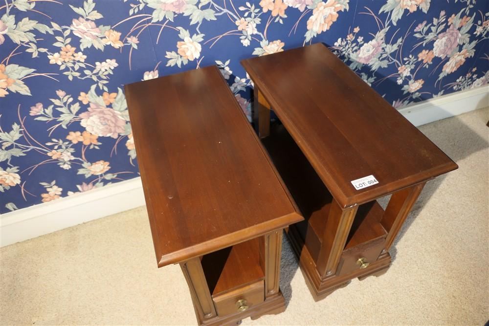 Pair Vintage Wooden Nightstands with Drawers