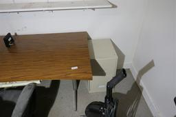 Table, chair and small file cabinet