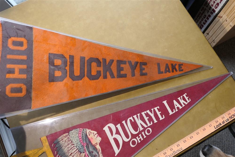 2 Antique Buckeye Lake Ohio Pennants