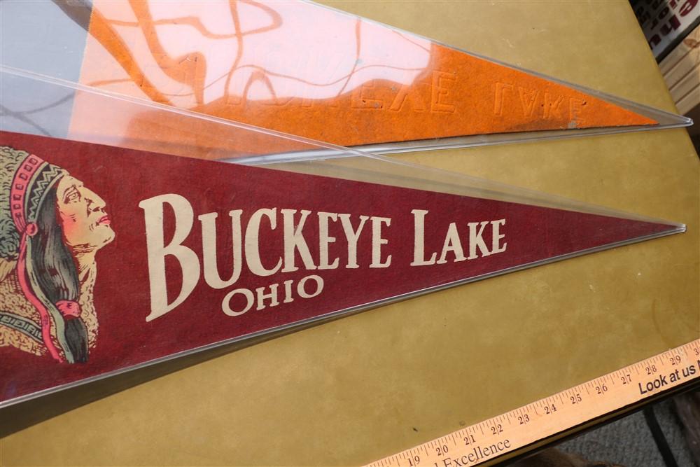 2 Antique Buckeye Lake Ohio Pennants