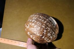 WWII Coconut sent by William "Bud" Sayre to Father Fred in Hebron.