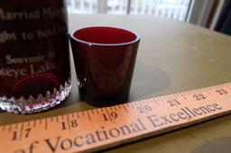 4 Antique Buckeye Lake Ruby Flash Souvenirs Cups