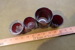 4 Antique Buckeye Lake Ruby Flash Souvenirs Cups