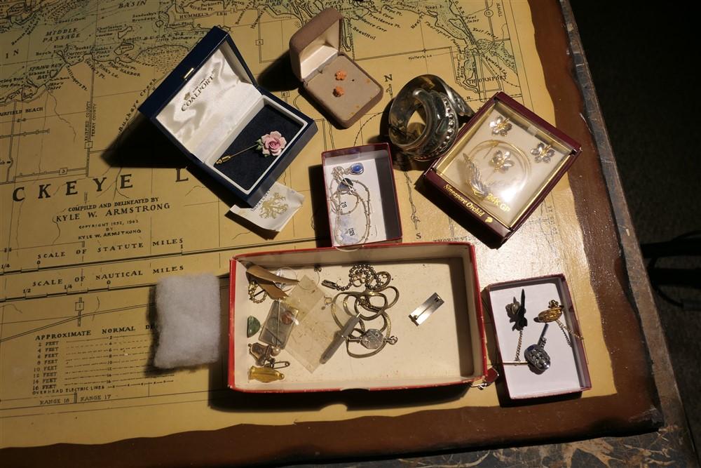 Group Lot costume jewelry, military pins