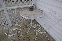 Group Lot Mid Century Homecrest Wire Patio Chairs, table