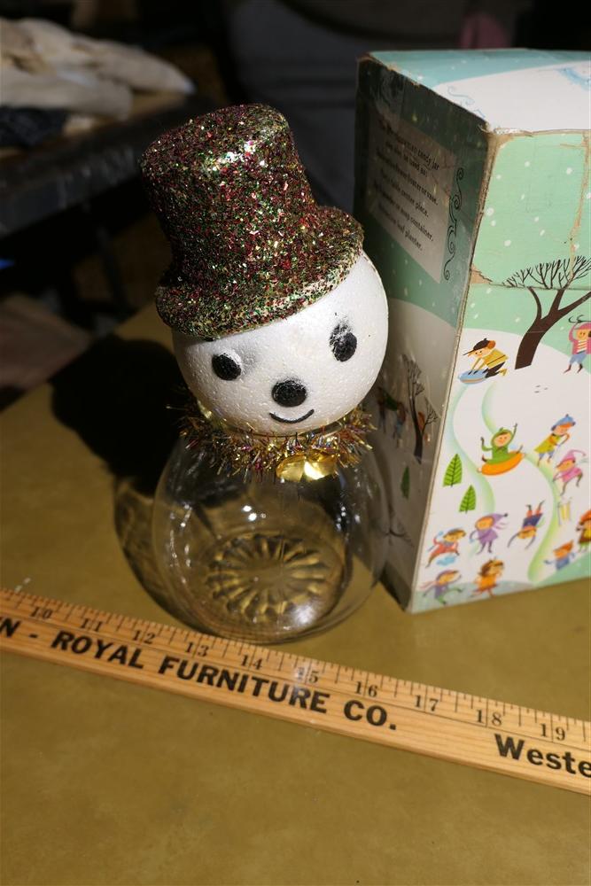 Vintage Snowman Candy Container in Box
