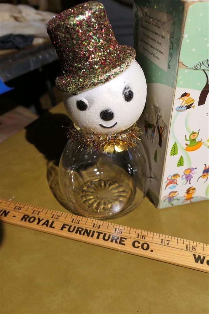 Vintage Snowman Candy Container in Box