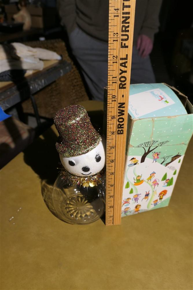 Vintage Snowman Candy Container in Box