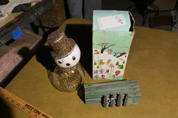 Vintage Snowman Candy Container in Box