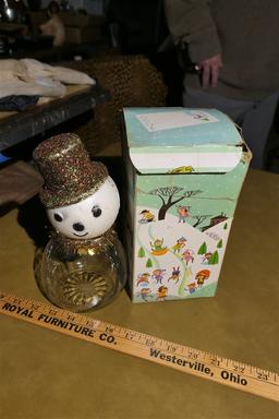 Vintage Snowman Candy Container in Box