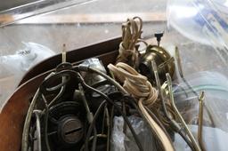 Group lot of assorted parts - oil lamps, clocks, furniture