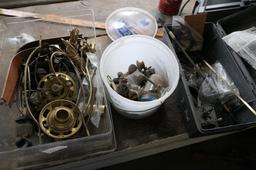 Group lot of assorted parts - oil lamps, clocks, furniture