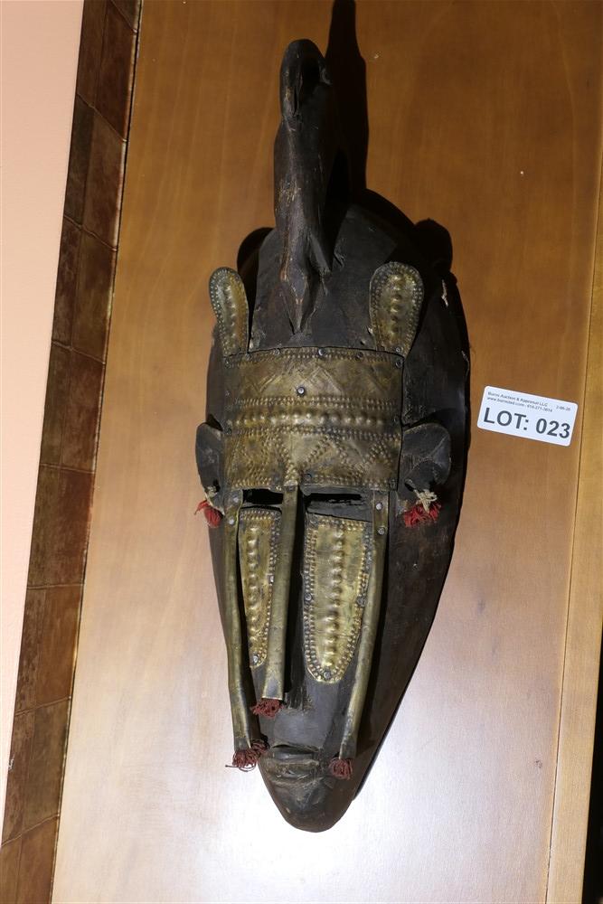 Antique African Tribal Mask w/Metal Trim