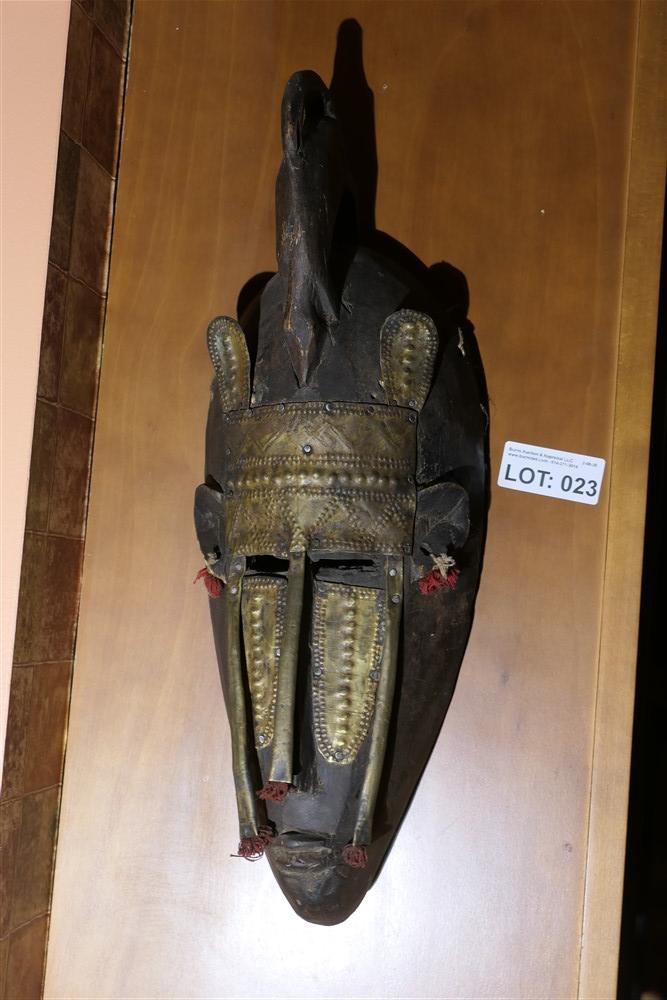 Antique African Tribal Mask w/Metal Trim