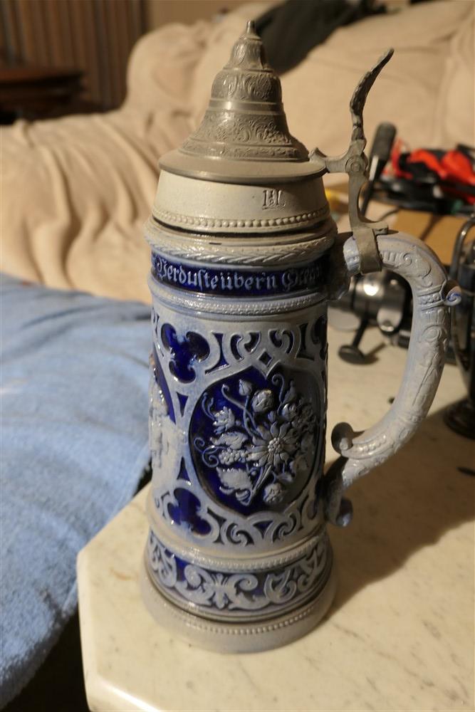 3 Steins + silver plate Tankard lot