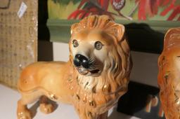 Pair of 19th c. Staffordshire Lions