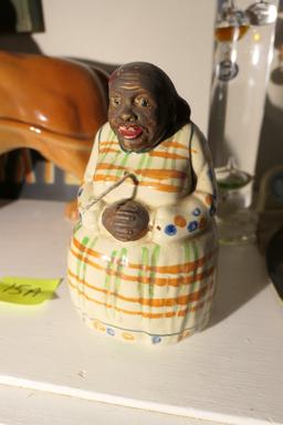 Antique Black Americana Ceramic String Holder