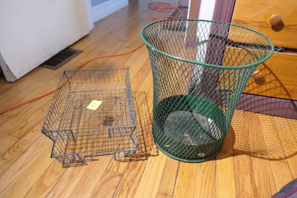 Two 1920s Wire Desk Office Items