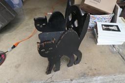 c. 1920 Folk Art Handmade Halloween Black Cat Chair